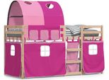 Vidaxl Letto A Castello Con Tende Rosa 80X200 Cm In Legno Di Pino Massiccio