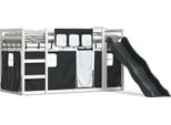 Vidaxl Letto A Castello Con Scivolo E Tende Bianco E Nero 90X200 Cm