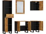Vidaxl Set Di Mobili Da Bagno 5 Pezzi In Legno Massiccio Di Mango
