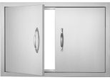 Porta Di Accesso Al Barbecue, 711 X 482 Mm, Doppia Porta Per Cucina Esterna, Porta In Acciaio Inox - Porta Verticale A Parete - Con Maniglie - Per Isola Barbecue, Stazione Barbecue, Mobile Esterno