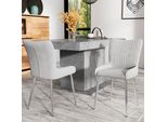 Set Di 2 Sedie Da Sala Da Pranzo Flieks, Sedie Da Cucina Con Gambe In Metallo Argentato, Sedia Da Soggiorno Sedia Da Trucco Sedie Imbottite Con Rivestimento In Velluto, Grigio