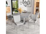 Set Di 6 Sedie Da Sala Da Pranzo Flieks, Sedie Da Cucina Con Gambe In Metallo Argentato, Sedia Da Soggiorno Sedia Da Trucco Sedie Imbottite Con Rivestimento In Velluto, Grigio