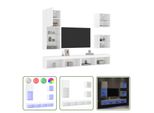 The Living Store Parete Attrezzata A 5 Pezzi Con Illuminazione A Led In Legno Bianco
