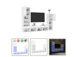 The Living Store Parete Attrezzata 4 Pezzi Con Illuminazione A Led In Legno Bianco