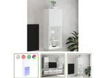 The Living Store Mobile Tv Con Luci Led Bianco 40,5X30X102 Cm