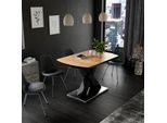 Vicco Tavolo Da Sala Da Pranzo Chinto, 120 X 80 Cm Estensibile, Nero/Quercia Rustico