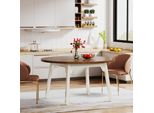 Tribesigns Tavolo Da Pranzo Rotondo Per 4-6 Persone, 120 X 75 Cm, Tavolo Da Pranzo Rotondo Con Gambe In Legno Massiccio, Tavolo Moderno In Legno Per Sala Da Pranzo, Casa, Marrone E Bianco