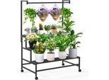 Scaffale Per Fiori Scaffale Per Piante Con Ruota L100Xl62Xh144Cm Portafiori Sospeso Metallo Nero 3 Livelli Scala Per Fiori Scaffale Per Piante Scaffale Per Piante