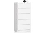 Akord Cassettiera 5 Cassetti Bianca 60X40X121 Cm
