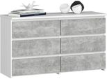 Comò CL100 Con 6 Cassetti In Bianco E Colore Cemento Per Arredamento Moderno