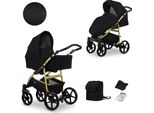 Passeggino Kunert Mata 2In1 Con Telaio Dorato In Nero - Incluso Navicella E Seduta Sportiva Per Un Comfort E Una Sicurezza Di Stile