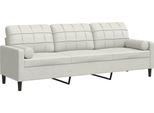 Vidaxl Divano 3 Posti Con Cuscini Decorativi Crema 210 Cm In Velluto