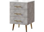 Vicco Comodino Velia, 41 X 62 Cm Con 3 Cassetti, Grigio