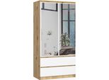 Akord Armadio 2 Ante Con 2 Cassetti E 2 Specchi Rovere Artigianale E Bianco 90X51X180 Cm