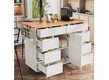 Carrello Da Portata Flieks Con 8 Cassetti, Isola Da Cucina Moderna Con Piano Di Lavoro Pieghevole, Carrello Da Cucina Con Ampio Spazio Di Archiviazione, Bianco