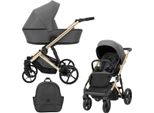 Passeggino Kunert Arizo Premium 2In1 In Antracite Con Telaio Dorato - Leggero, Elegante E Versatile