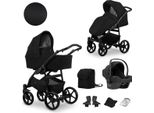 Passeggino Kunert Mata 3In1 In Nero - Passeggino Versatile Con Navicella, Seggiolino Sportivo E Seggiolino Auto