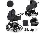 Carrozzina Kunert 3In1 Mata Antracite/Grafite Con Navicella, Seggiolino Sportivo E Seggiolino Auto
