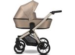 Carrozzina Kunert Brav 3In1 In Ecopelle Marrone Con Telaio Champagne E Ruote In Gel