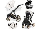 Carrozzina Kunert Ivento Premium 3In1 In Stile Bianco Con Telaio E Accessori In Oro