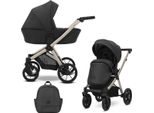 Carrozzina Kunert Brav 2In1 In Ecopelle Nera/Grigia Con Telaio Champagne E Ruote In Gel