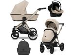 Carrozzina Kunert Brav 3In1 Marrone Con Telaio Champagne, Ruote In Gel E Seggiolino Auto Cosmo