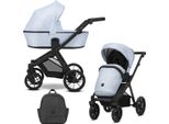 Carrozzina Kunert Brav 2In1 In Ecopelle Blu Con Telaio Nero E Ruote In Gel