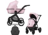Carrozzina Kunert Brav 2In1 In Ecopelle Rosa Con Telaio Nero E Ruote In Gel