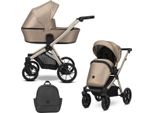 Carrozzina Kunert Brav 2In1 In Ecopelle Marrone Con Telaio Champagne E Ruote In Gel