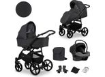 Carrozzina Kunert Mata 3In1 In Antracite/Grafite Con Telaio E Navicella Neri
