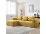 Lvhom Divano Angolare Con Funzione Letto A L, Divano Letto Con Tasche Laterali, 3 Posti, Divano Da Soggiorno, Divano, Divano Letto, Set Di Divani Angolari Imbottiti, Giallo