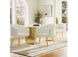 Sedie Da Pranzo Sedie Da Pranzo Beige, Set Di 4 Sedie, Sedia Da Trucco Imbottita Sedia Ergonomica, Sedia Da Ufficio Sedia Da Pranzo Con Gambe In Ferro Color Oro