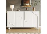 Flieks Credenza Cassettiera, Mobile Contenitore A 4 Ante, Mobile Artistico Moderno Semplice, Per Soggiorno Cucina Corridoio, Bianco