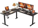 Agilestic Scrivania A L Regolabile In Altezza, 160 X 140 Cm Regolabile In Altezza, Elettrica, Scrivania Ergonomica, Computer Nero