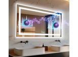 Specchio Da Bagno Bluetooth Luvodi, 120 X 60 Cm, Orologio Da Parete Illuminato, Specchio Illuminato, Corridoio Cosmetico Dimmerabile, 3 Temperature Di Colore, Antiappannamento,