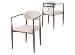 Set Di 2 Sedie Da Pranzo Flieks, Sedia Da Pranzo In Lino, Sedia Da Cucina Imbottita Con Gambe Marroni, Beige
