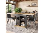 Tavolo Da Pranzo Flieks Allungabile Con Armadio, Tavolo Telescopico Rettangolare, Tavolo Da Cucina 110-140X80X75 Cm, Colore Legno E Nero
