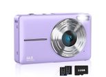 Zelurxx Fotocamera Digitale Per Bambini 1080P 44MP, Zoom 16X, Schermo Da 2,4 Pollici, Mini Fotocamera Compatta, Selfie, Tascabile, Viola, 64GB, Doppia Batteria