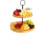 Etagere In Bambù A 2 Livelli - Piatto Da Portata Per Frutta, Snack E Pasticcini
