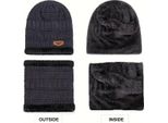 Set Cappello Invernale Con Sciarpa - Cappello A Maglia E Sciarpa A Tubo, Foderato, Taglia Unica Blu