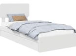 Vidaxl Letto Contenitore Con Testiera Bianco 90 X 200 Cm In Materiale Ligneo