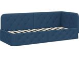 Vidaxl Struttura Letto Ad Angolo Con Testiera Blu 80 X 200 Cm In Tessuto