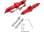 Set Assi Ruota Anteriore/Ruota Posteriore Rc, Alluminio, Auto Telecomandata, Rosso Per Veicolo Wpl C14 C24 1/16