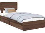 Vidaxl Letto Contenitore Marrone Effetto Rovere 90 X 190 Cm Materiale A Base Di Legno