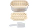 Vaschetta Per Cubetti Di Ghiaccio Con Contenitore Con Coperchio, Vaschetta A 2 Strati Per Paletta Da Freezer, Per 28 Cubetti Quadrati E 26 Cubetti Rotondi, Beige