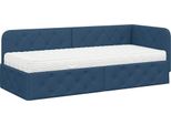 Vidaxl Struttura Letto Ad Angolo Con Materasso E Testiera Blu 80 X 200 Cm In Tessuto