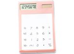 Calcolatrice A Energia Solare, Touchscreen, Display Lcd A 8 Cifre, Portatile, Trasparente, Per Ufficio, Scuola, Casa, Rosa