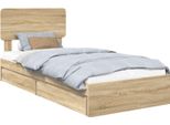 Vidaxl Letto Contenitore Rovere Sonoma 90 X 190 Cm Materiale A Base Di Legno