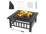 Fch Pozzo Del Fuoco 82 X 82 X 52CM Con Griglia E Pinze Per Grigliare Ciotola Del Fuoco, 3In1 Pozzo Del Fuoco Multifunzionale Per Il Riscaldamento / Barbecue Grill, Terrazza Giardino