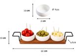 Set Di 4 Ciotole Per Immersione Con Tavola Di Bambù - Set Da Portata Con Ciotole In Ceramica
